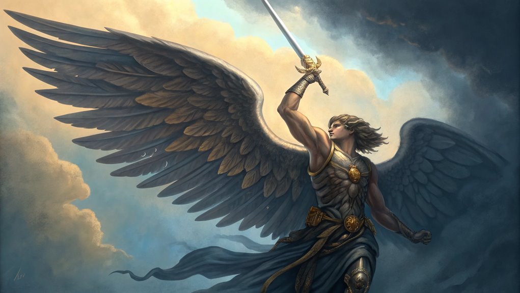 11 Archangel Michael Tattoo Ideas 4 angel defeats evil forces