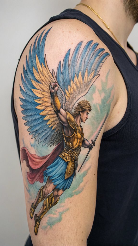 11 Archangel Michael Tattoo Ideas for Men 5 archangel michael soaring gracefully