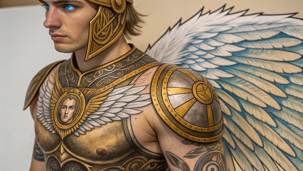 11 Archangel Michael Tattoo Ideas 2 armored angel of valor