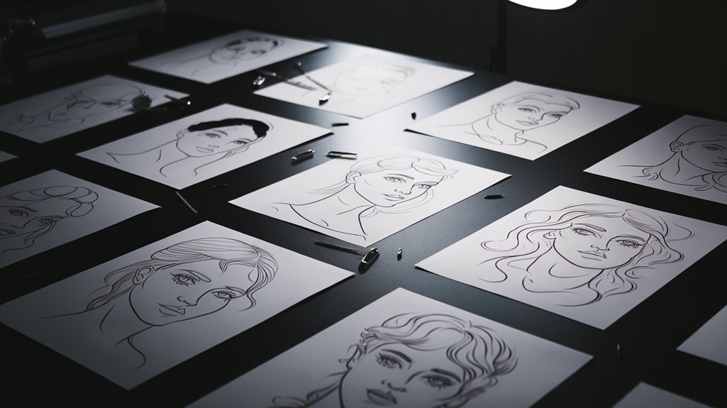 artistic profile sketches created