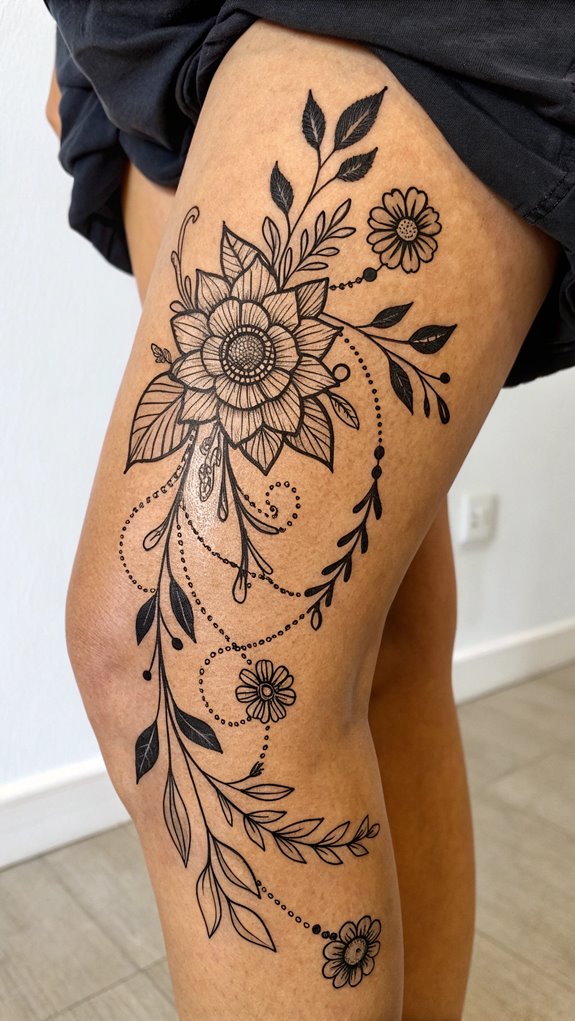 11 Unique Knee Tattoo Ideas 2 beautiful botanical body art