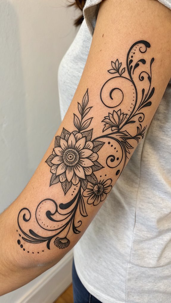 11 Elbow Tattoo Ideas 7 beautiful botanical design motifs