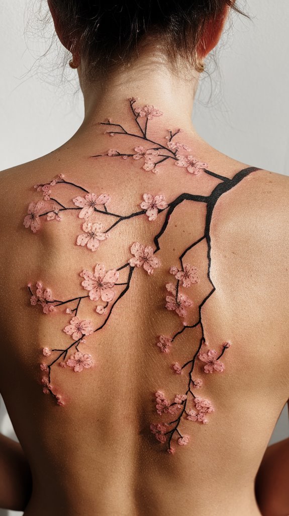 blossoming pink cherry trees