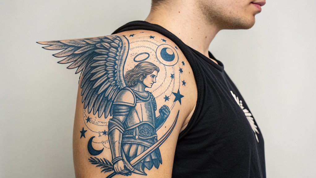 11 Archangel Michael Tattoo Ideas 12 celestial inspired compact shoulder design