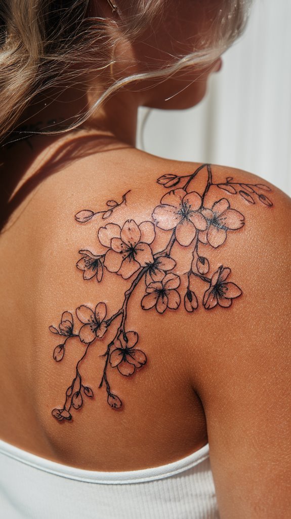 7 Upper Shoulder Tattoos for Women 2 cherry blossom design aesthetics