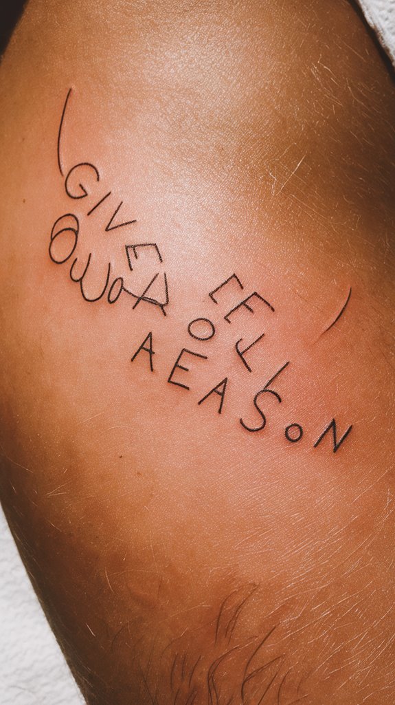 7 Give Yourself a Reason Tattoo Ideas 2 clean and simple lettering