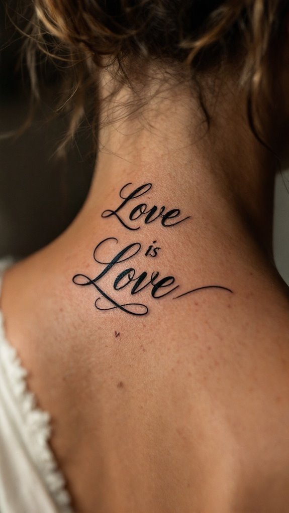 7 Words Neck Tattoos 4 connection names and initials