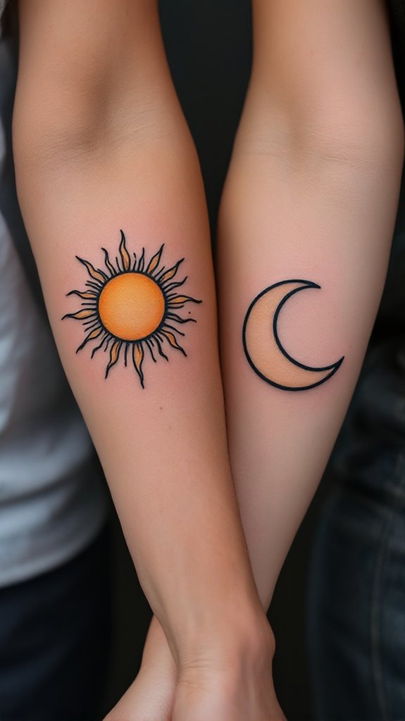 7 Opposite Best Friend Tattoos 4 contrast of light and dark