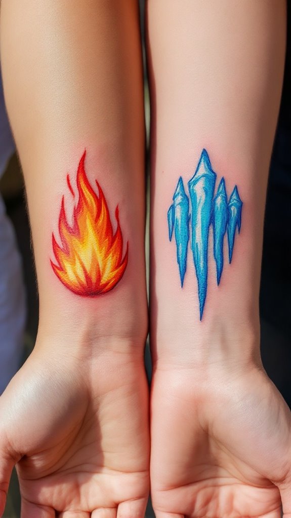 7 Opposite Best Friend Tattoos 3 contrasting elements heat and cold