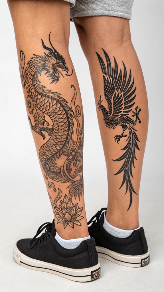 11 Lower Leg Tattoos 3 creatures of folklore and nature