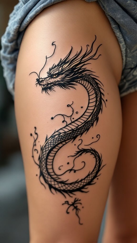 7 Feminine Dragon Tattoo Ideas for Women 4 curvy leg fashion statement
