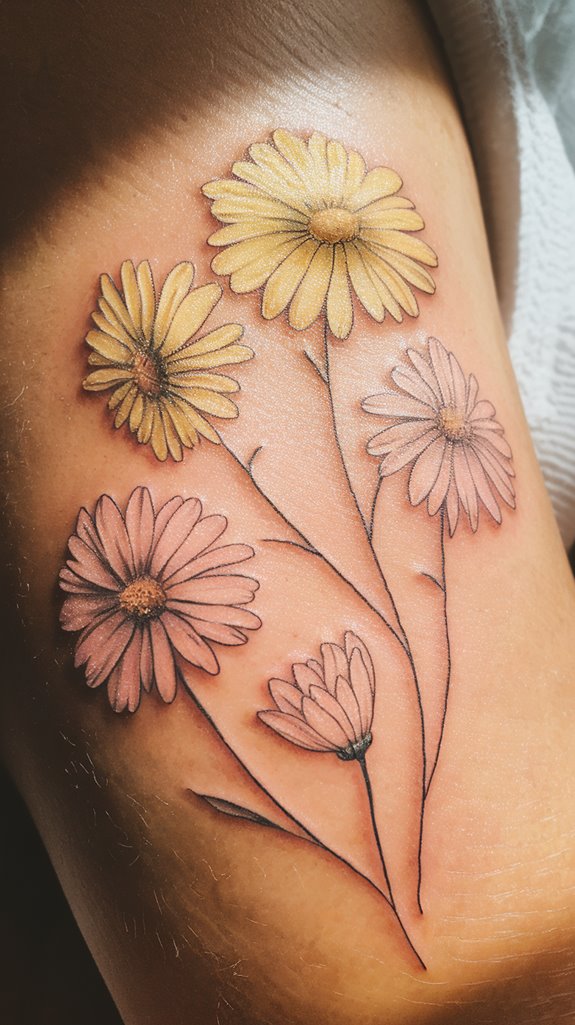 7 Daisy Fine Line Tattoo Ideas 4 delicate watercolor daisy artwork