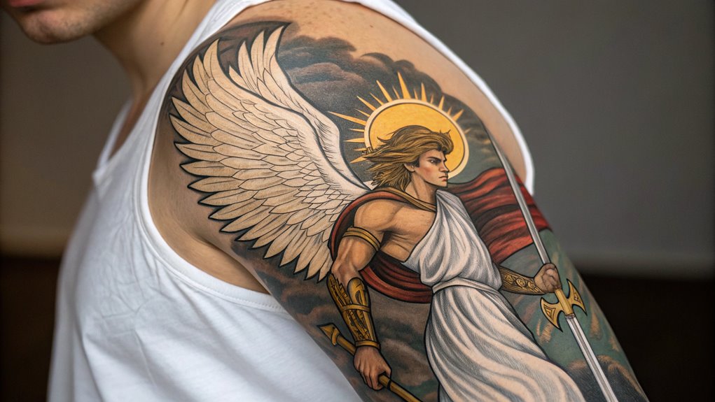 11 Archangel Michael Tattoo Ideas 5 divine light enveloping warrior
