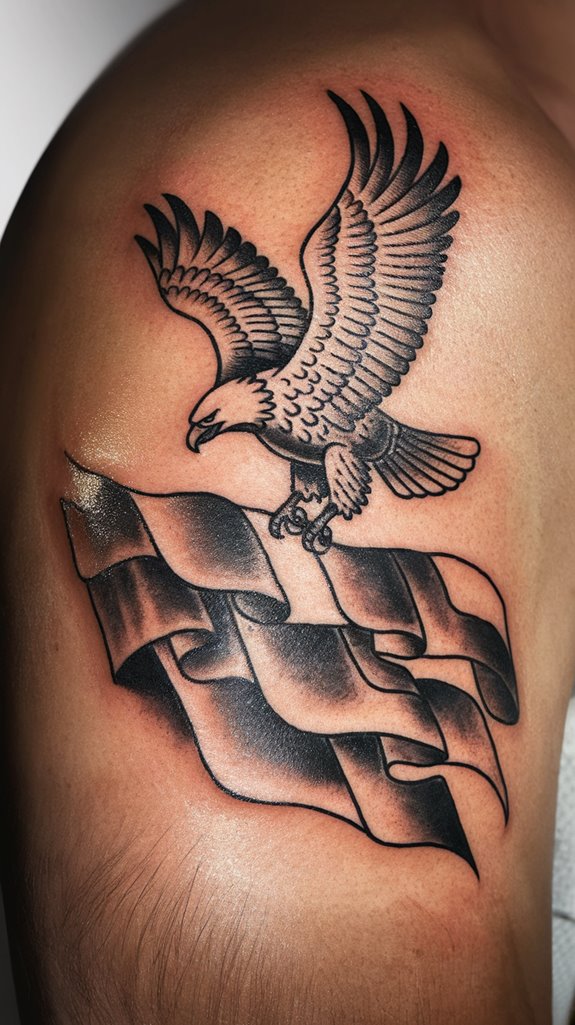 7 Traditional Tattoo Stencils 5 eagle and flag design