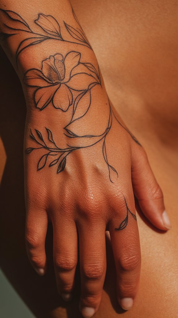 7 Full Hand Tattoo Ideas 4 elegant floral tattoo designs