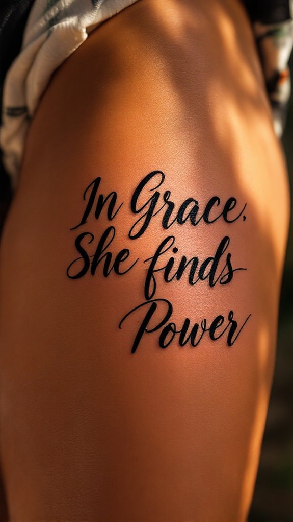 7 Front Thigh Quotes Tattoo Ideas for Women 3 empowerment through graceful resilience