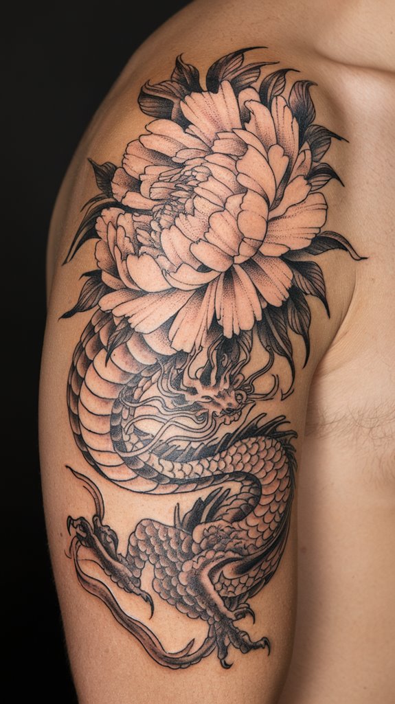 7 Japanese Flower Tattoo Ideas 3 floral and mythical fusion