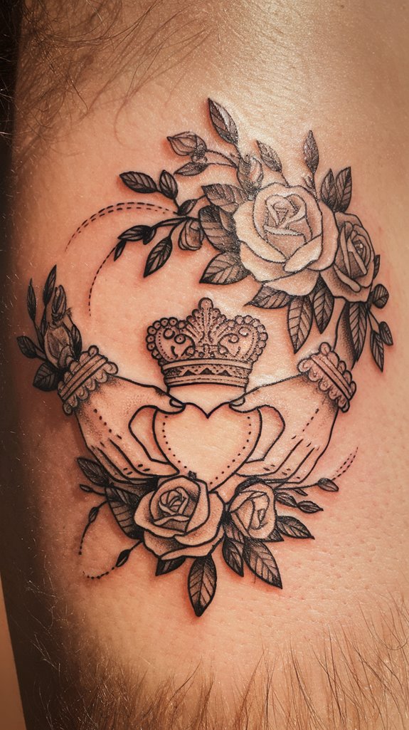 7 Claddagh Tattoo Ideas 6 floral design claddagh symbol