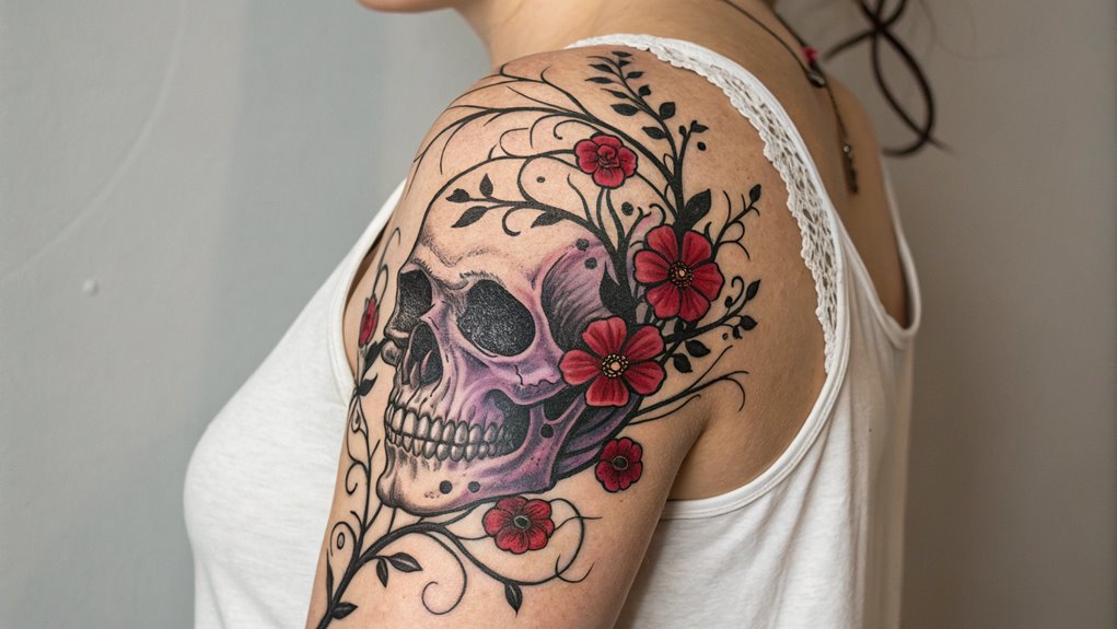 11 Gothic Ornament Tattoo Ideas 4 floral embellished skull design