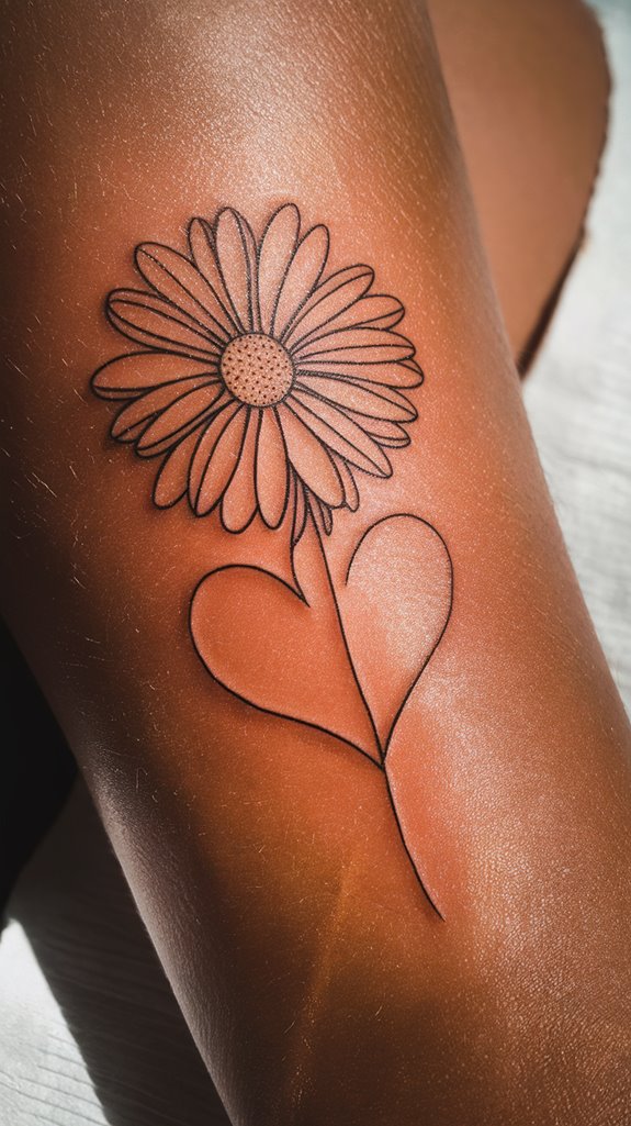 7 Daisy Fine Line Tattoo Ideas 7 floral love design pattern