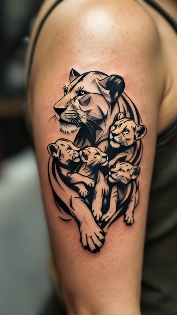 7 Mama Lion and Cubs Tattoo Ideas 6 geometric shapes in interpretation