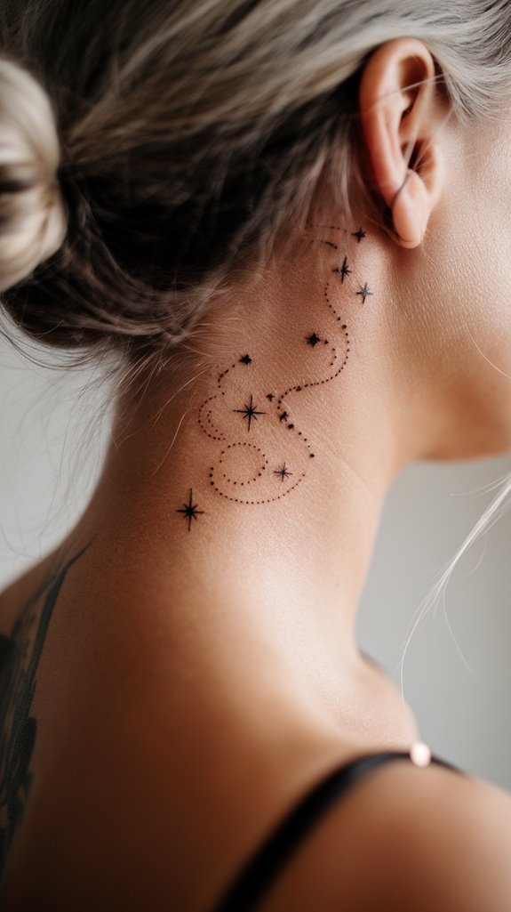 7 Behind Ear Tattoo Ideas for Women 3 heavenly celestial star patterns