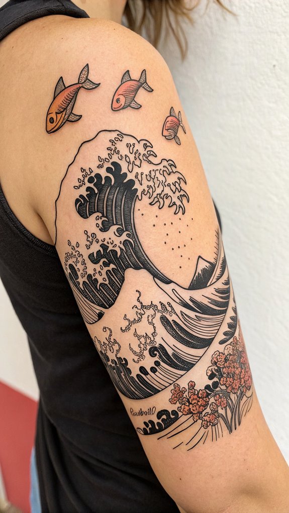 11 Marine Life Tattoo Ideas 11 hokusai s iconic wave art