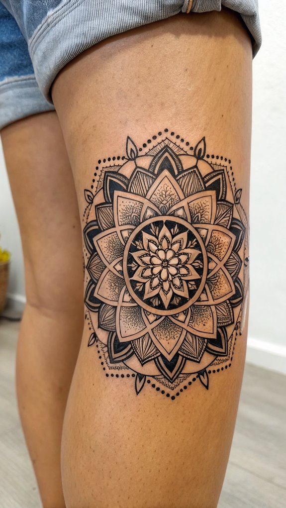 11 Unique Knee Tattoo Ideas 1 intricate circular designs inked