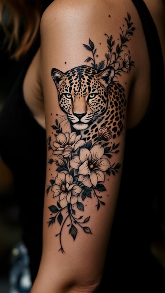 7 Powerful Tattoo Ideas About Strength for Women 8 leopard prints with flowers