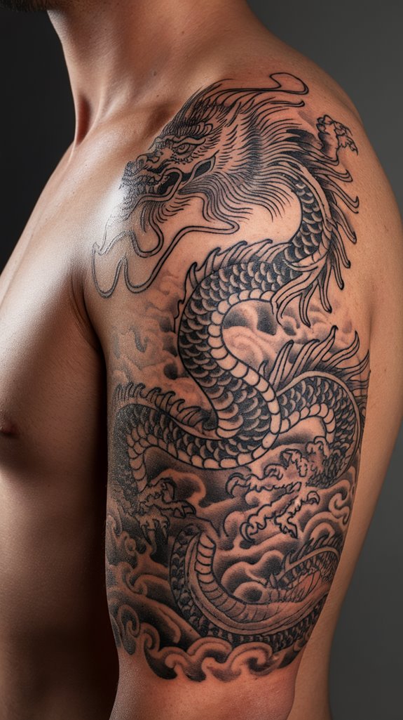 7 Asian Dragon Tattoo Ideas 2 majestic dragon sleeve tattoo
