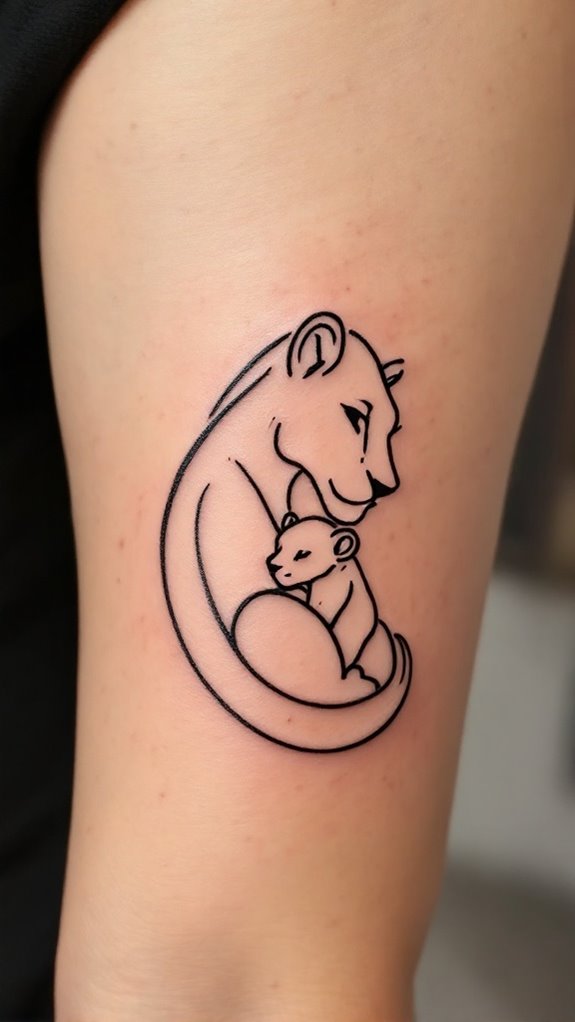 7 Mama Lion and Cubs Tattoo Ideas 8 mama lion with cub