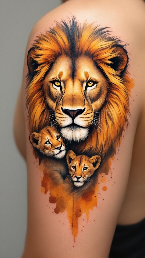 7 Mama Lion and Cubs Tattoo Ideas 5 mama lion with cubs 1