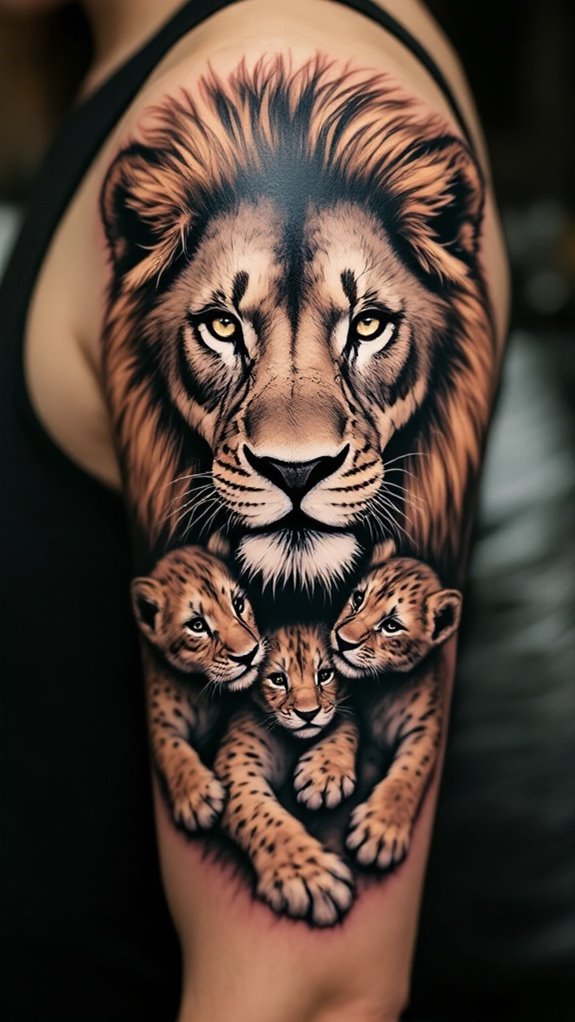 7 Mama Lion and Cubs Tattoo Ideas 2 mama lion with cubs