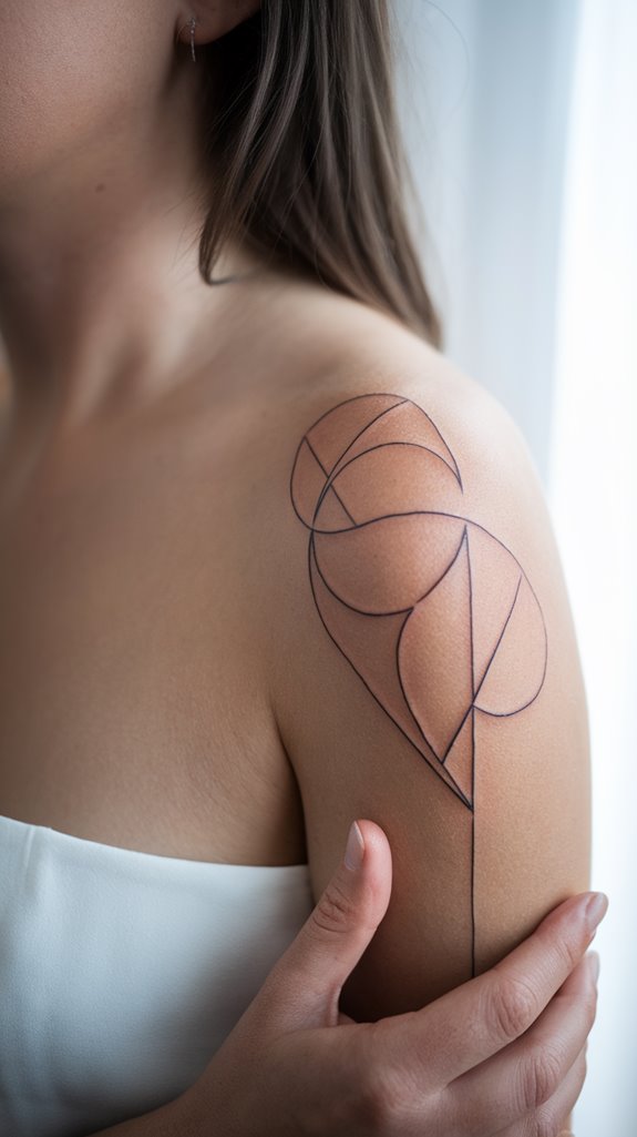 7 Upper Shoulder Tattoos for Women 4 modern geometric design aesthetics