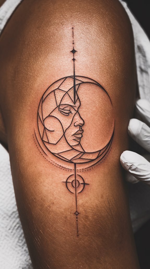 7 Luna Tattoo Ideas 5 modern geometric moon tattoos