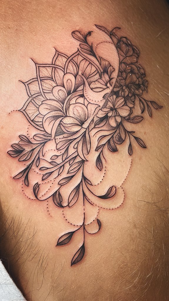7 Half Mandala Tattoo Ideas 3 nature inspired floral mandala