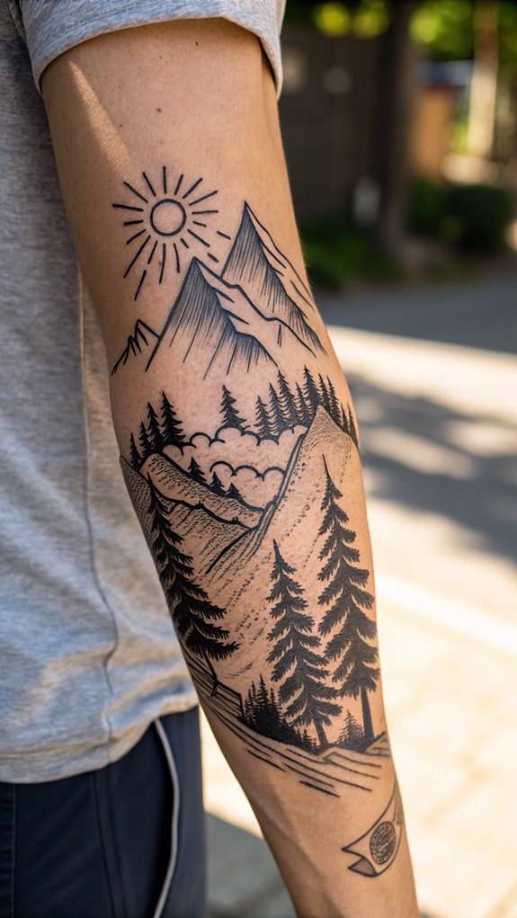 11 Forearm Tattoo Ideas for Men 4 nature inspired mountain tattoos