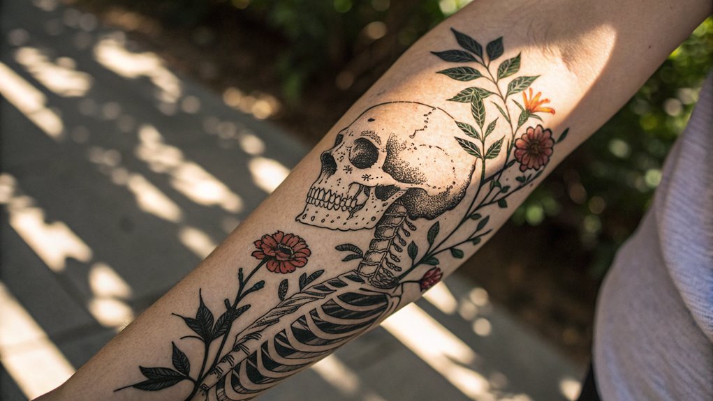 11 Gothic Ornament Tattoo Ideas 11 nature s embrace of skeleton