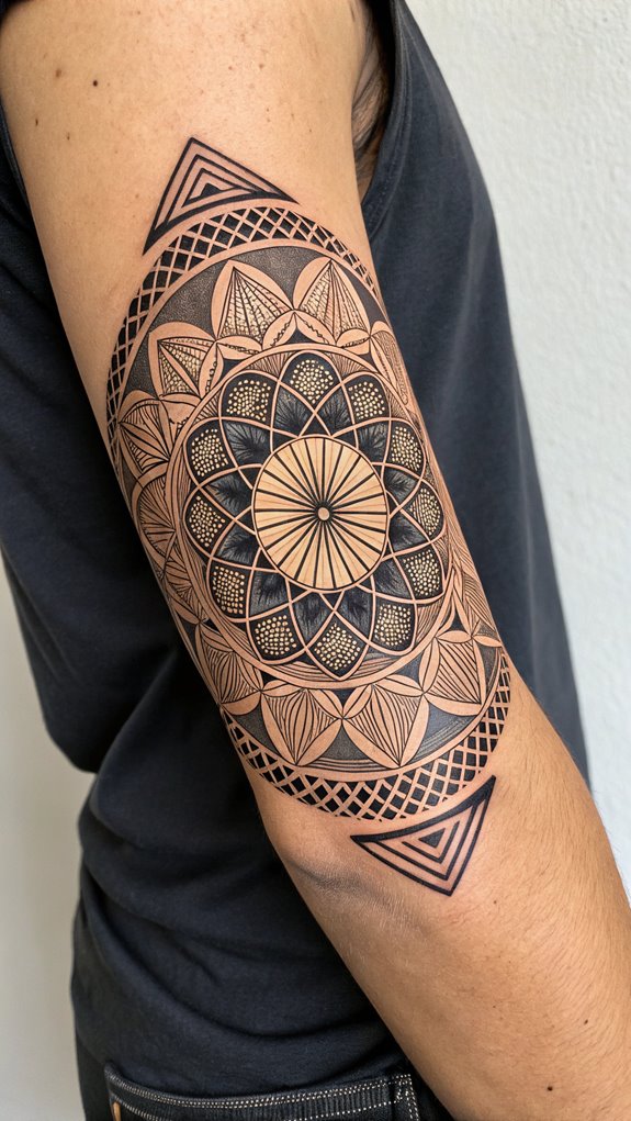 11 Elbow Tattoo Ideas 2 psychedelic abstract design art