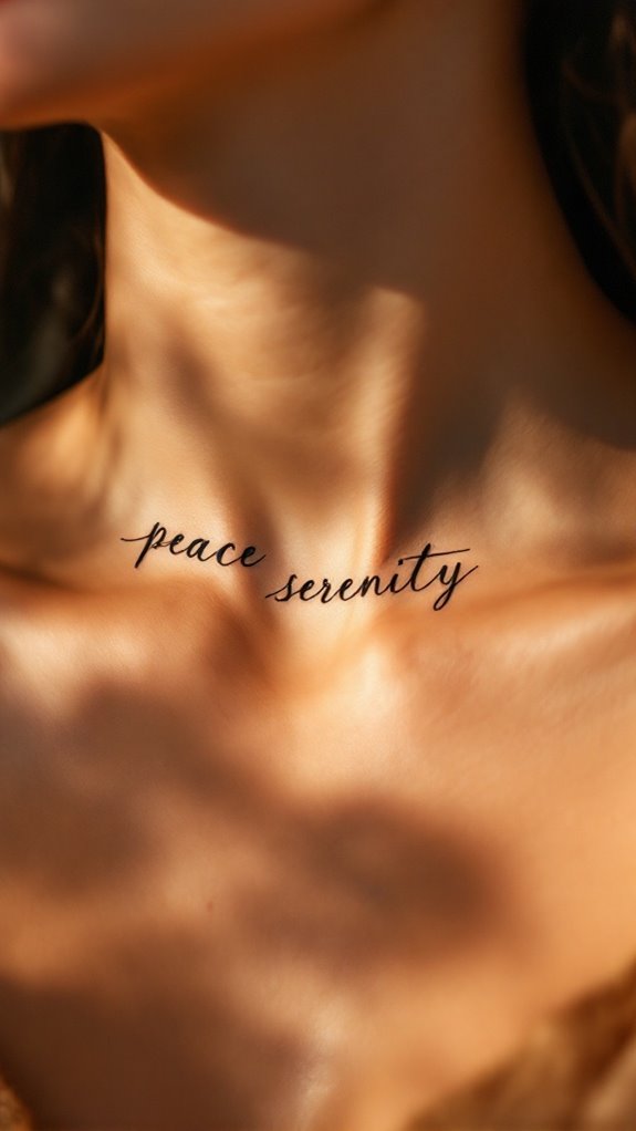 7 Words Neck Tattoos 7 seek tranquility within yourself