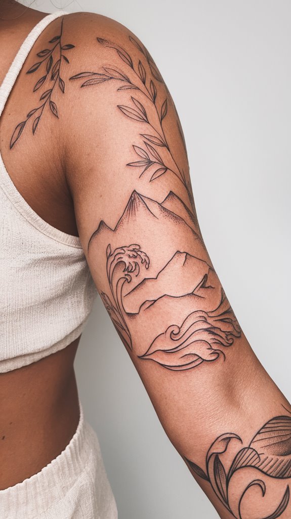 7 Around Arm Tattoo Ideas 3 serene nature inspired designs