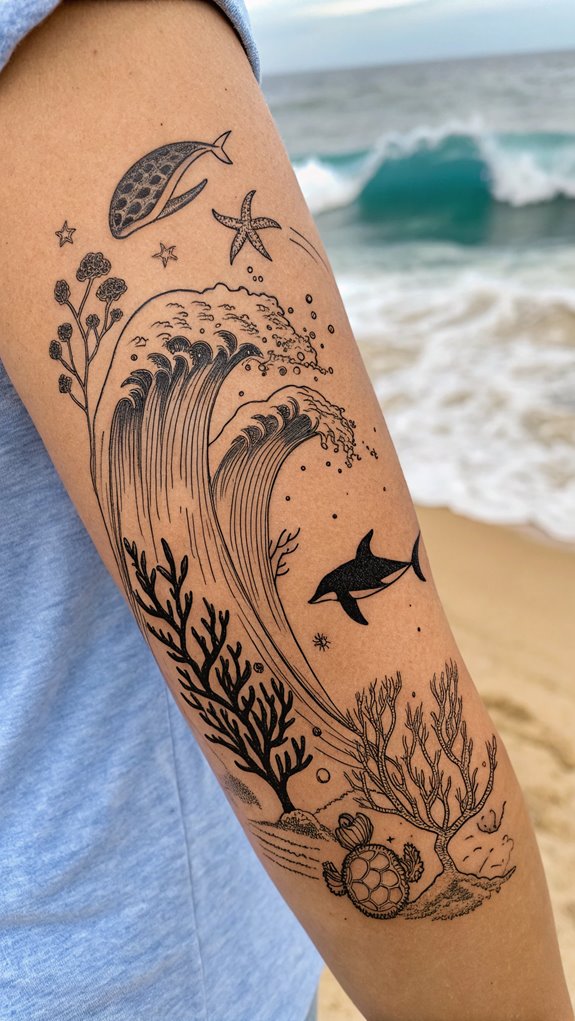 11 Marine Life Tattoo Ideas 6 serene ocean wave designs