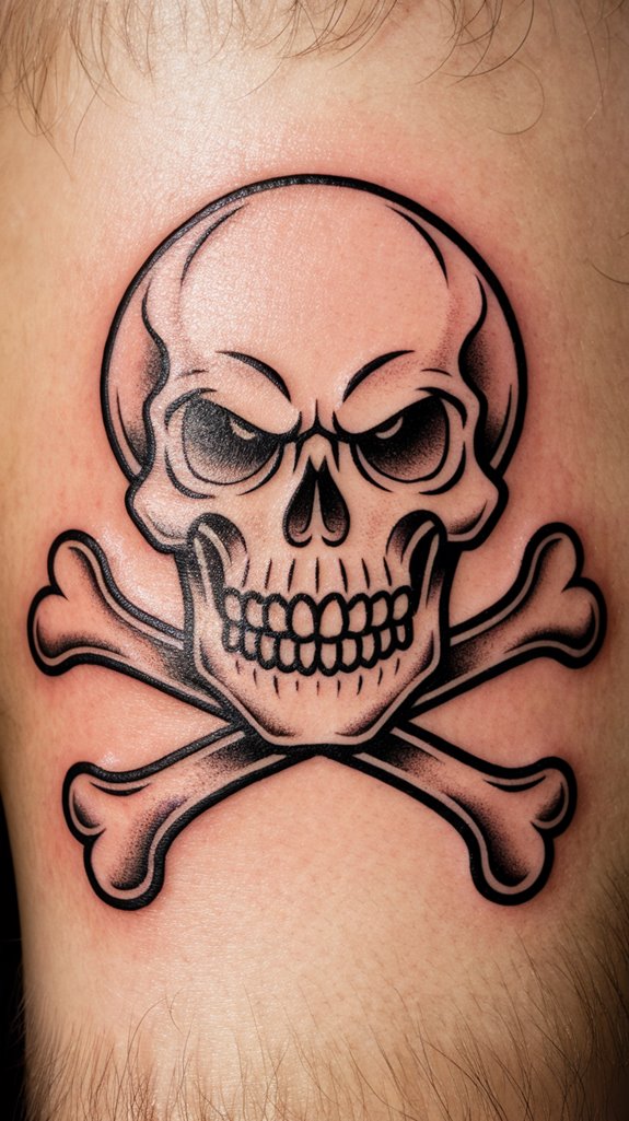 7 Traditional Tattoo Stencils 4 skull and crossbones design
