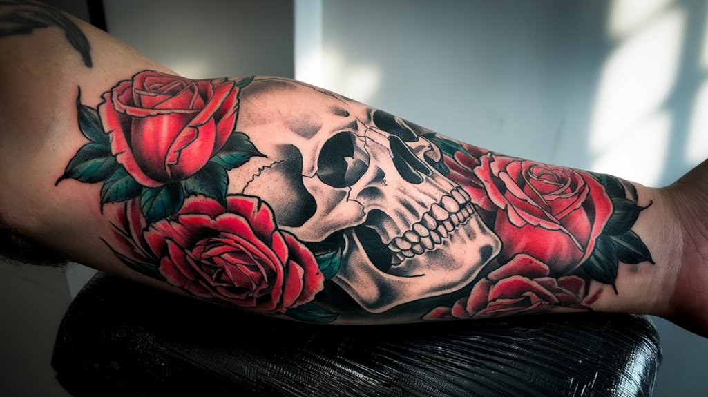 10 Easy Tattoo Ideas for Males 11 skull and rose design