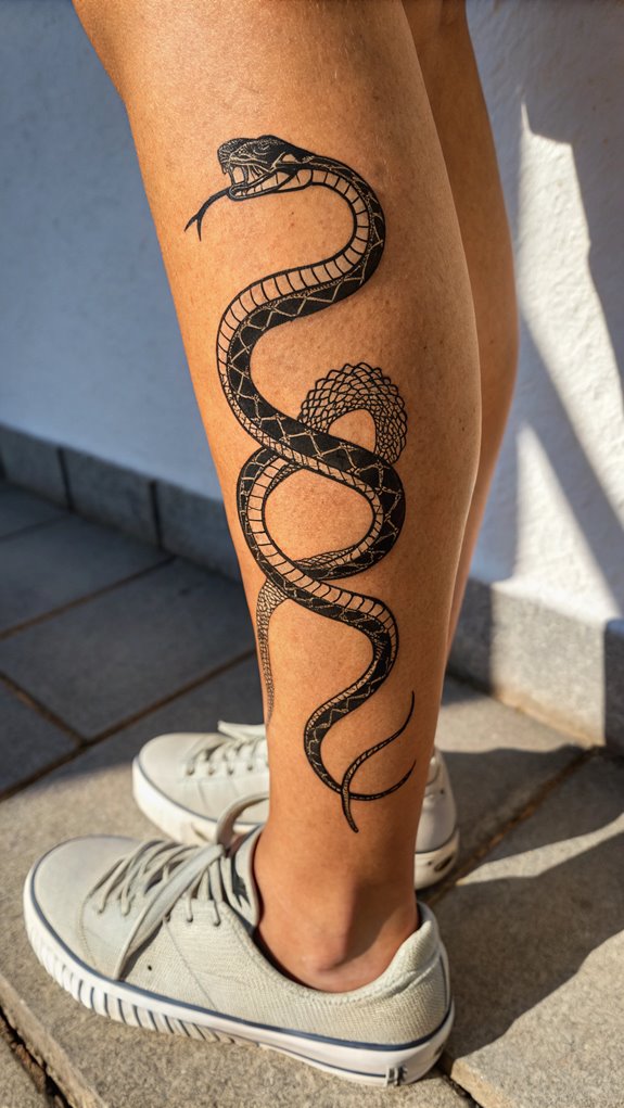 11 Lower Leg Tattoos 7 snake tattoo trend rise