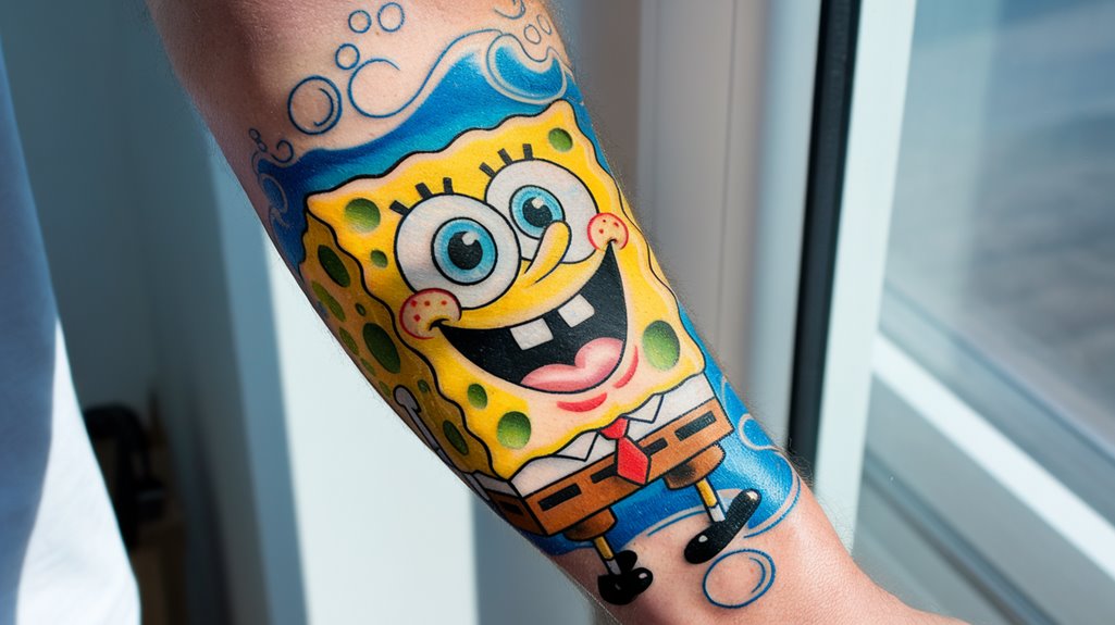 10 Easy Tattoo Ideas for Males 8 spongebob themed body art