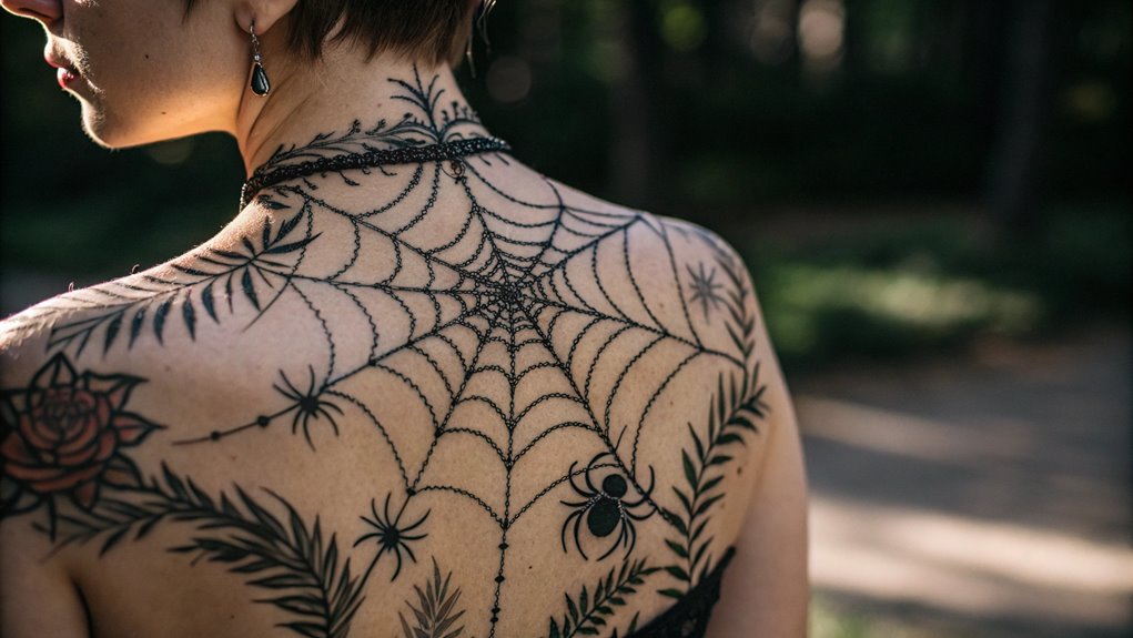 11 Gothic Ornament Tattoo Ideas 5 spooky arachnid web pattern