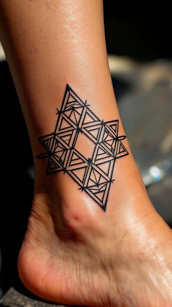 stylish geometric ankle tattoos