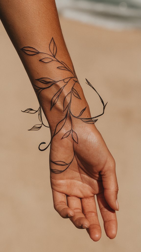 7 Full Hand Tattoo Ideas 6 stylish leaf bracelet illusion