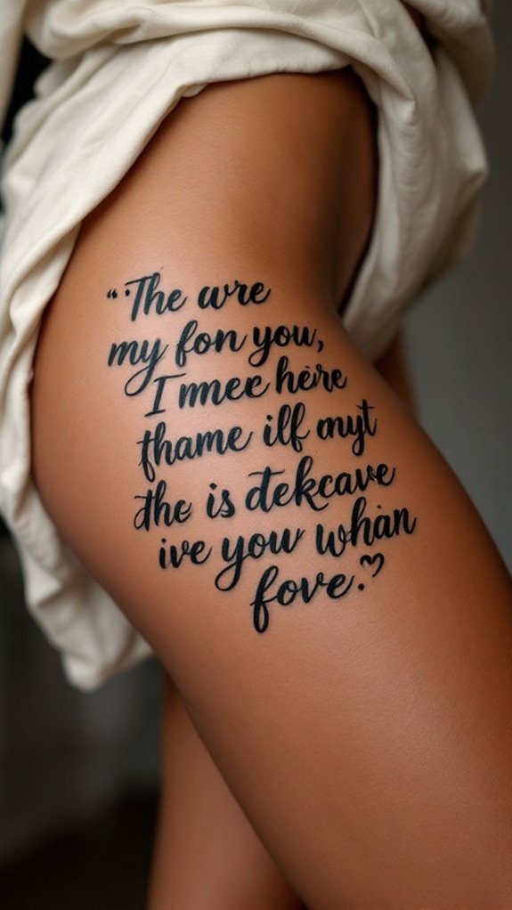 7 Front Thigh Quotes Tattoo Ideas for Women 4